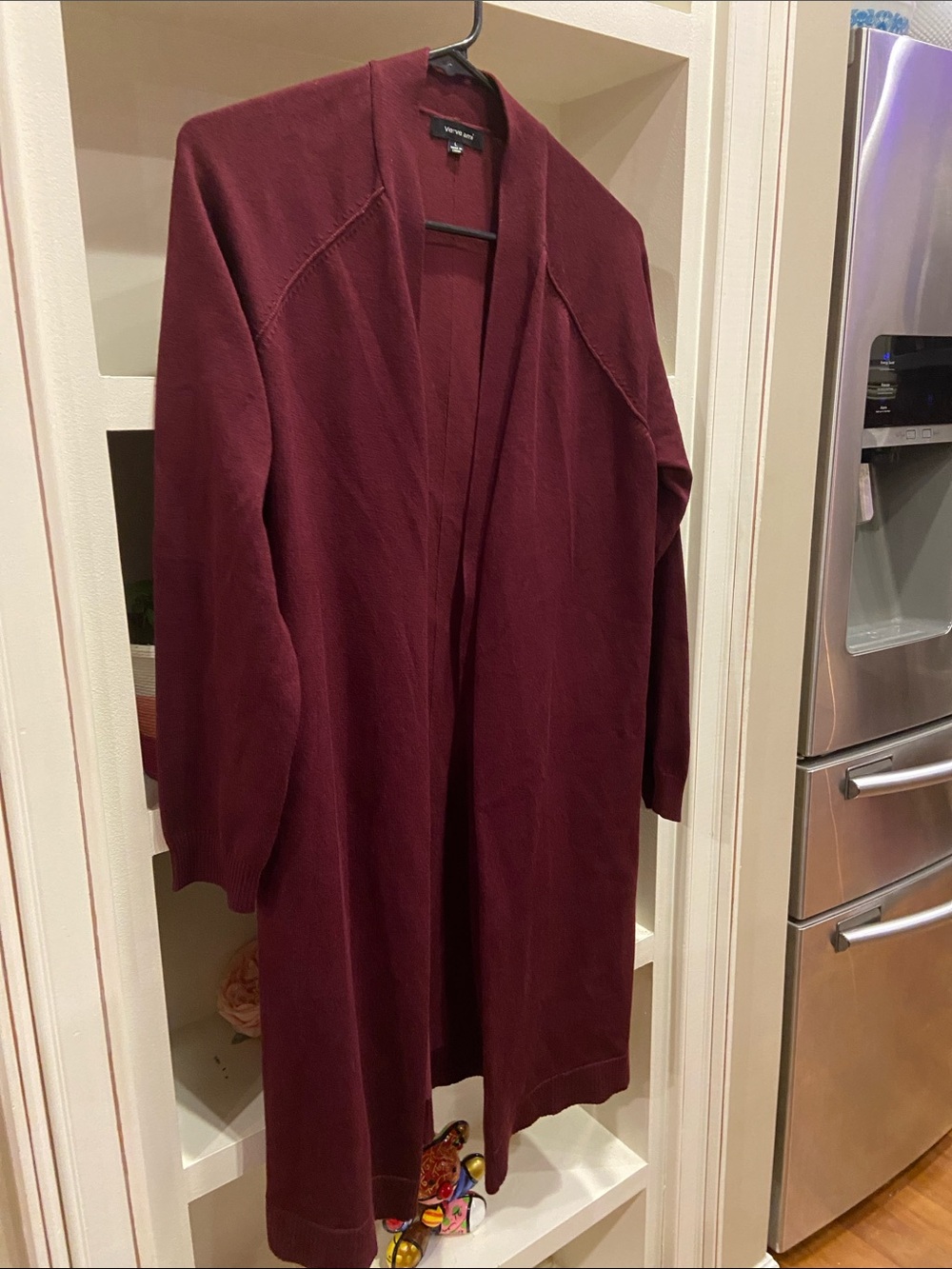 Verve Ami Open-Front Cardigan in Burgundy